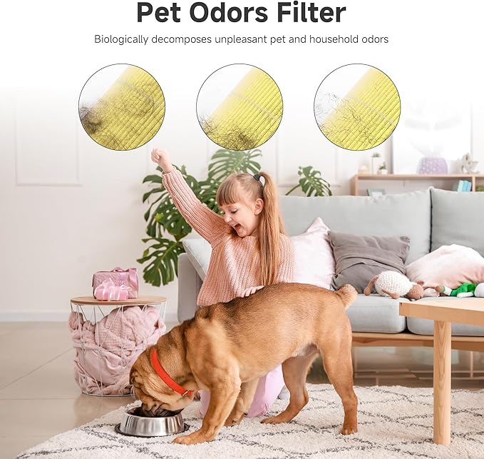 2 Pack AC400 Pet Care Replacement Filter Compatible with Purivortex AC400 Air Cleaner Purifier, 3-in-1 Filter of Main Filters and Activated Carbon Filter, Yellow