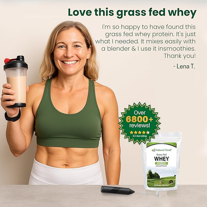 Z Natural Foods Grass-Fed Whey Protein Concentrate - Clean Whey Protein Powder from New Zealand - Cold Processed Pure Whey Protein with Essential Amino Acids for Nutrition & Fitness, Unflavored, 1 lb