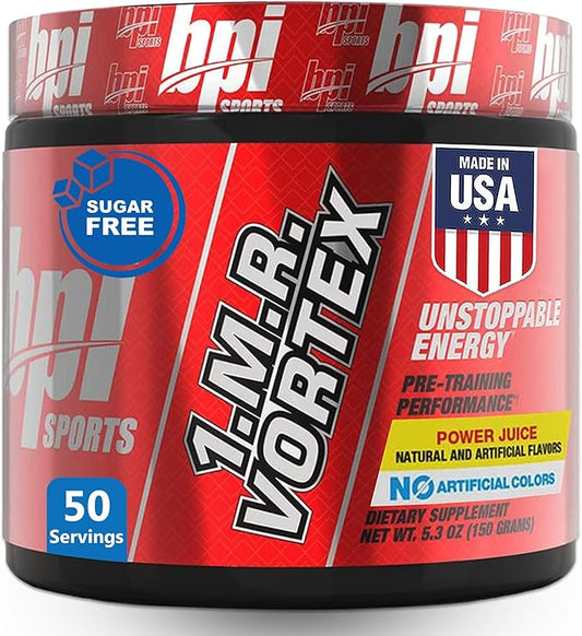 BPI Sports 1.M.R Vortex Pre Workout Powder – High Stim Preworkout for Men & Women with Glycerol, Caffeine, Niacin, and Herbal Extracts – Energy, Focus & Endurance – Power Juice – 50 Servings