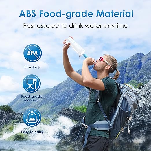 Waterdrop Water Filter Straw, Water Purifier Survival for Camping, Travel, Backpacking and Emergency Preparedness, Water Filtration System Survival, 4 Pack