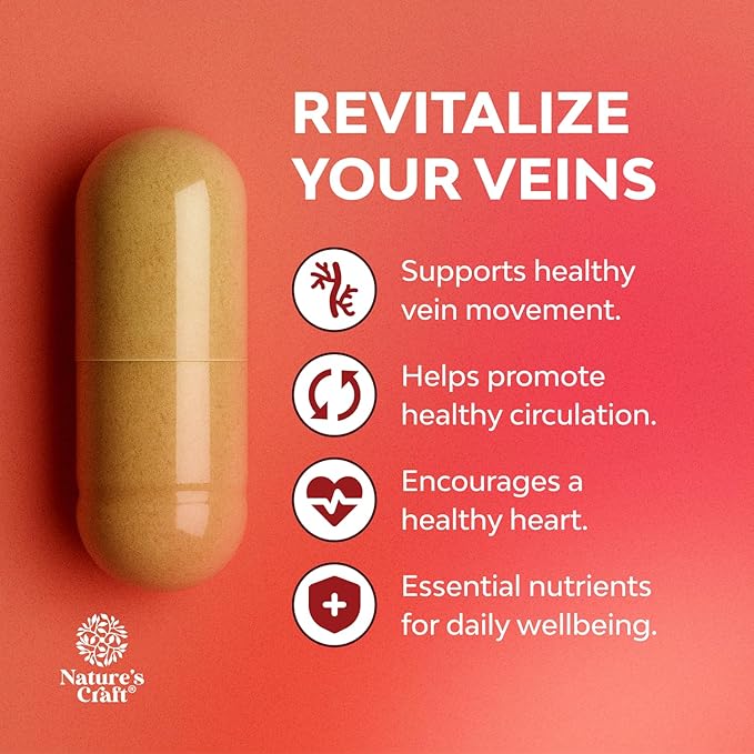 Vein Support Supplements Leg and Veins - Full Body Circulation Supplement for Spider & Varicose Veins and Improved Flow with Horse Chestnut Extract & Flavonoids - Vegan Non-GMO Mini Caps (2 Month)