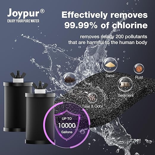 1.5G Gravity-fed Water Filter System - NSF/ANSI 42&372 Certified 18/8 Stainless Steel Countertop Water Filtration System - Water Level Window, Reduce 99.9% of Chlorine, for Camping, RVs