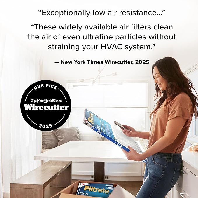 Filtrete 18x20x1 AC Furnace Air Filter, MERV 13, MPR 1900, Premium Allergen, Bacteria & Virus Filter, 3-Month Pleated 1-Inch Electrostatic Air Cleaning Filter, 2-Pack (Actual Size 17.81x19.81x0.81 in)