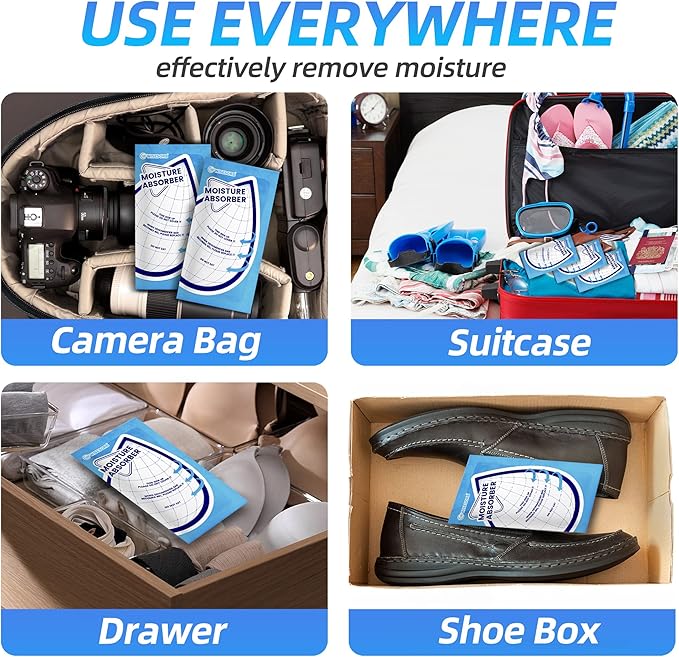 25 Gram Moisture Absorbers, 20 Packs Dehumidifier Bags for Bathrooms, Basements, Rvs, Humidity Packets for Closet