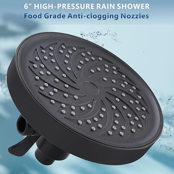 Rain Shower Head with Handheld, High Pressure Rainfall Showerhead and 3 Settings Hand held Spray Combo with Detachable Hose (Black)