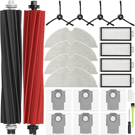 23PCS Replacement Accessories Kit Compatible with Roborock Q8 Max+/Q5 Pro+/Q5 Max+/Q5 DuoRoller+ Includes Dual Main Brush, HEPA Filters, Mop Pads, Side Brushes, Cleaning Tools