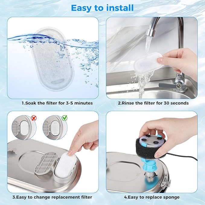 20+20 Pack Pet Water Fountain Filters, Cat Water Fountain Filters Replacement for Dog/Cat Fountain Stainless Steel 108oz/3.2L& 67oz/2L, 10 Months Set to Keep Drinking Fresh