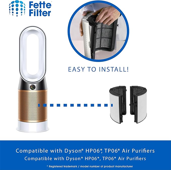 Fette Filter - 2 Premium Combi 360 Glass True Hepa Filter Compatible with Dyson Pure Air Purifier Model PH01 PH02 PH03 PH3A PH04 TP06 HP06 TP07 HP07 TP7A TP09 HP09 TP10 HP10 HP4B. 970341-01 965432-01