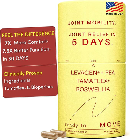 MOVE Fast Acting Joint Supplements | Tamaflex® Turmeric & Tamarind, Levagen®+ PEA Palmitoylethanolamide, Boswellia Serrata, Bioperine® Black Pepper Extract | Joint Support & Mobility | 60 Vegan Caps