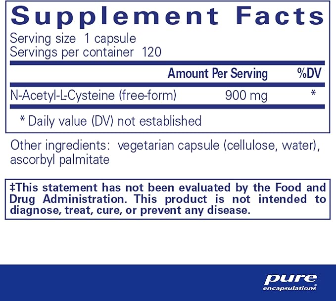 Pure Encapsulations NAC 900 mg - N-Acetyl Cysteine Amino Acid Supplement for Lung & Immune Support, Liver & Antioxidants* - 120 Capsules
