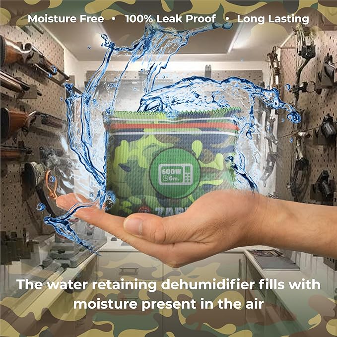 Gun Safe Dehumidifier Camouflage - Rechargeable Desiccant Dehumidifier Bags - Reusable & Absorbs Moisture & Humidity - 1x Pack