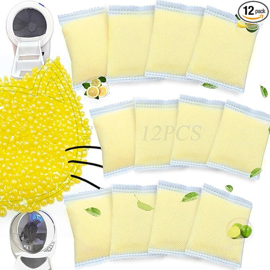 12 Pack Odor Remover Refills Compatible with Whisker OdorTrap Pod, Cat Toilet Odor Eliminates Deodorant for Litter-Robot and Traditional Litter Boxes (12* Lemon)
