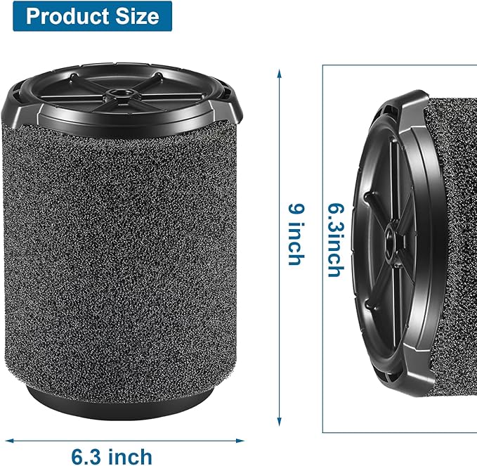 2 Pack VF7000 Replacement Filter for Ridgid Shop Vac, Compatible with Ridgid 5-20 Gallon and Husky 6-9 Gallon Wet/Dry Vacuum Cleaners Replacement Filters, Foam Wet Application Filter