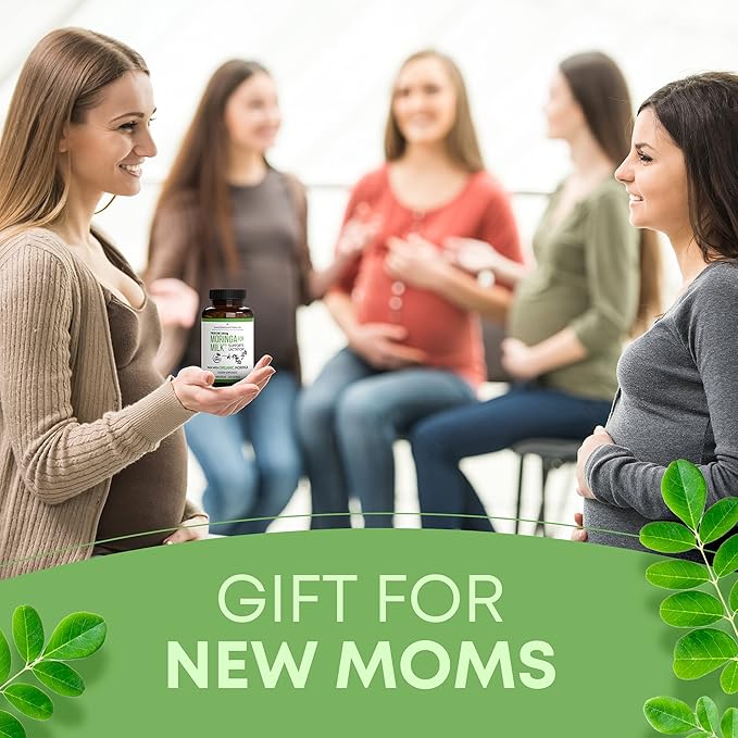 Lactation Supplement - Organic Moringa Capsules for Breastfeeding Support to Increase Breastmilk Supply (120 ct) Pure Malunggay Leaf Powder for Milk Production Booster & Postnatal Vitamins A E K 500mg