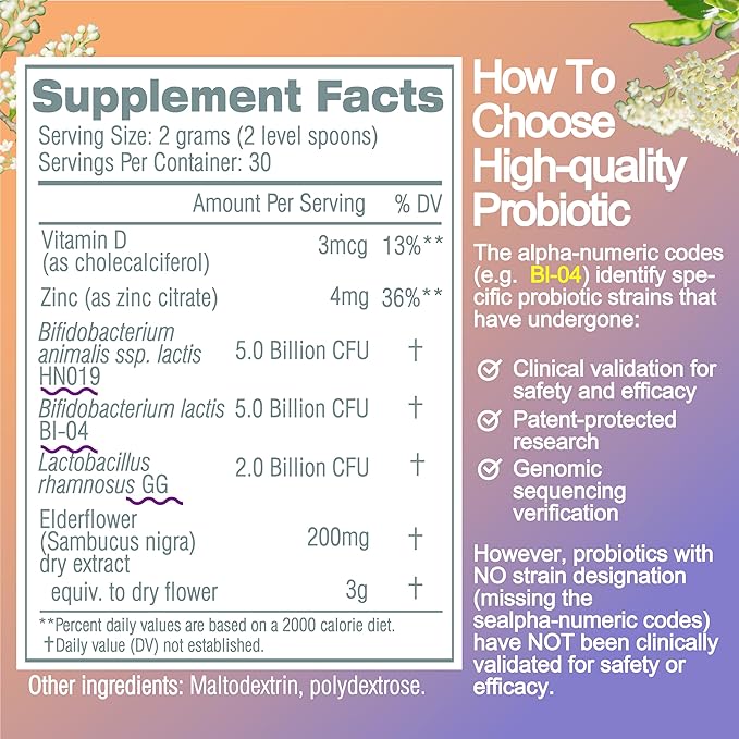 Life-Space Children Immune Support Probiotic, Clinically Proven to Relieve Common Cold Symptoms, 12 Billion CFU, 6 In1 Kids Probiotic for Digestive & Immune Health, 2 Month Serving, 60 Grams
