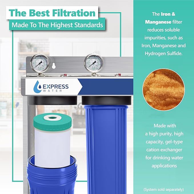 Express Water – Iron & Manganese Reducing Replacement Filter – Whole House Iron Replacement Water Filter – High Capacity Water Filter – 4.5” x 20” inch