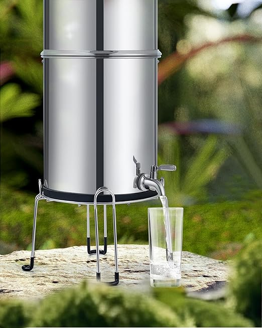 2.25 Gal Gravity Fed Water Filter System - Countertop Stainless Steel Countertop Water Filtration System, Gravity Water Purifier with 2 Carbon Filters NSF/ANSI 42 Certification