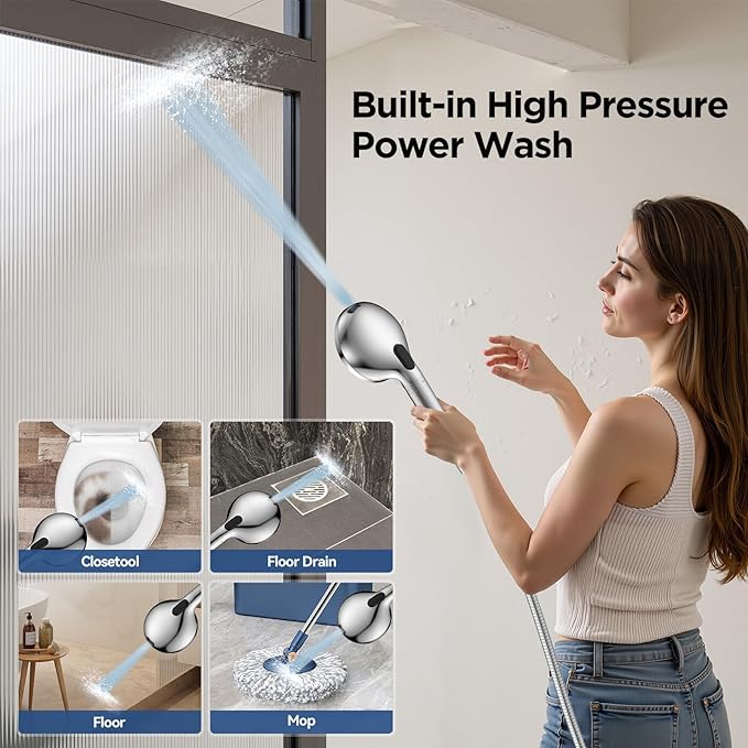 Dual Filtered Handheld Shower Heads Combo, HOPOPRO 15-Mode High Pressure Rainfall Showerheads Combo Set with Filter, for Hard Water, Removes Chlorine, Improves Skin Hair Condition, Modern Chrome