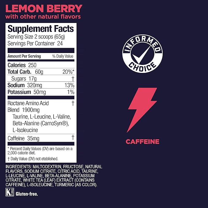 GU Energy Roctane Ultra Endurance Energy Drink Mix, Vegan, Gluten-Free, Kosher,Caffeine-Free, and Dairy-Free n-the-Go Energy for Any Workout, 3.44-Pound Jar, Lemon Berry