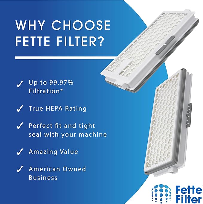 Fette Filter - HEPA Filters Compatible with Miele AirClean SF-HA 50 Filter for Model # S4, S5, S6, S8, S8000, S8999, S6000, S6999, S5000, S5999, S4000, S4999, Complete C2 & C3 (Pack of 4)