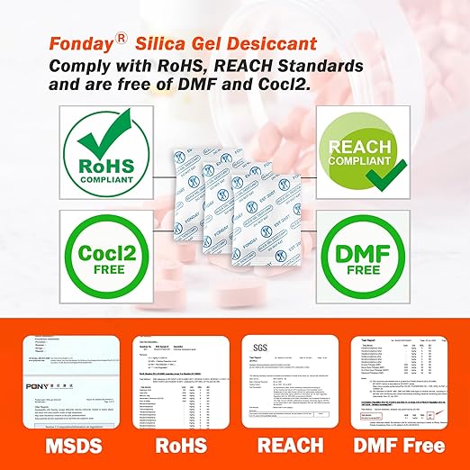 2Gram 100Packets Fonday Food Grade Silica Gel Packs Desiccants Moisture Absorbers Desiccants Packets Dehumidifier Packs