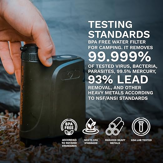 Survivor Filter PRO X - Electric Portable Camping Water Filter - Filters Bacteria, Parasite, Viral