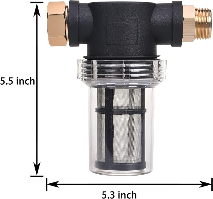 JOEJET Garden Hose Filter, Sediment Filter Attachment for Pressure Washer Inlet Water, Inline Water Filter for Garden Hose with 40 Mesh and 100 Mesh Screen, 2 Pack O-Ring
