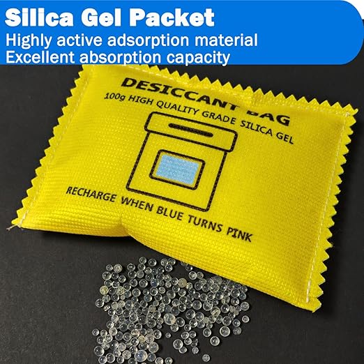 100g Rechargeable Desiccant Silica Gel Beads Pack Lab Desiccants Bag Rechargeable Moisture Absorbing for Storage Bins and Totes(3pack)