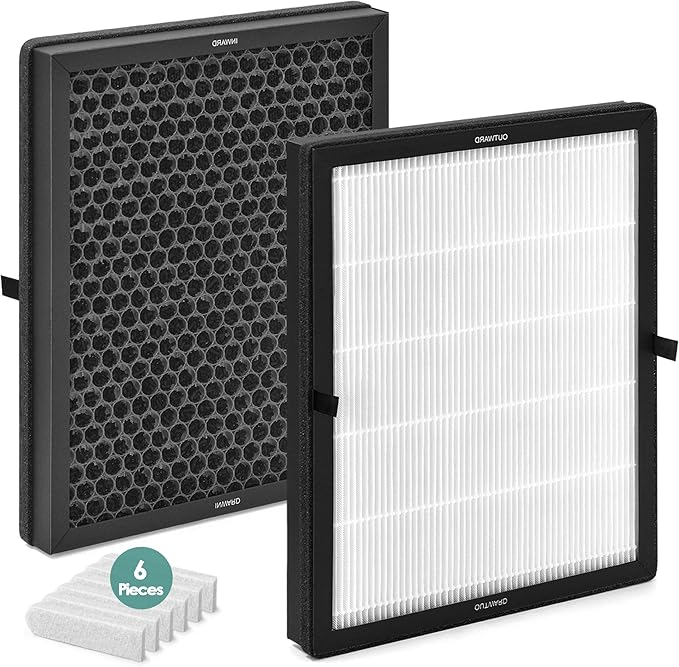 2-Pack E-200 Filter Replacement Kit Compatible with LUNINO Air Purifier Replacement Filter DSHAAPO04FE for LUNINO Air Purifier E-200, 3-in-1 Filtration, 2 High-Efficiency Filter & 6 Aromatherapy Pad