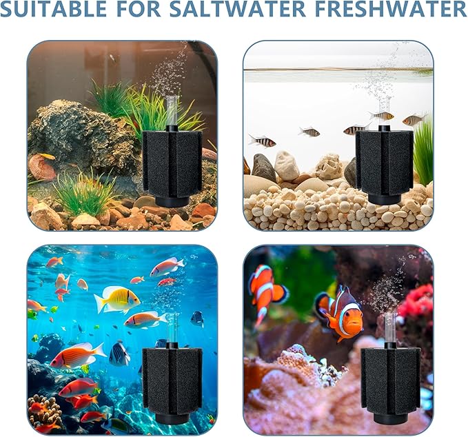 125-150 Gal Extra Large Aquarium Sponge Filter with Air Stone and Ceramic Media, 4 Pack Quiet Fish Tank Sponge Filter for Breeding Fry Betta Shrimp Fish Tank
