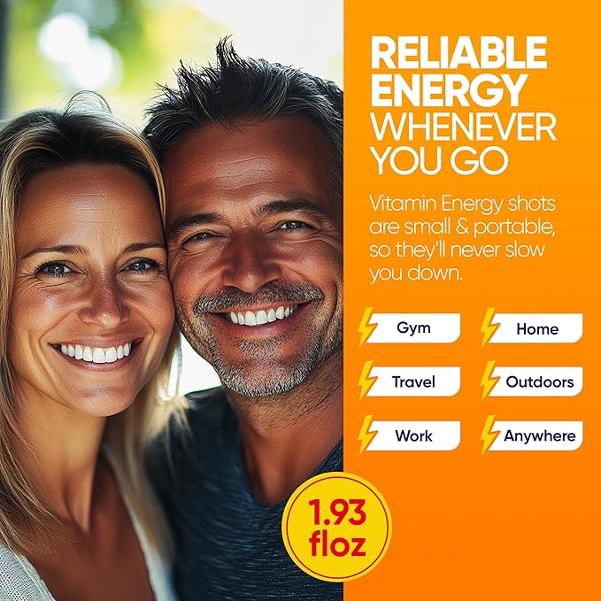 Vitamin Energy Immune+ Extra Strength Energy Shot Orange Burst 24 Pack, 260mg Natural Caffeine, B-Vitamins, Citicoline, Green Tea, Immunity & Focus Support, Zero Sugar, Gluten-Free 1.93 fl oz