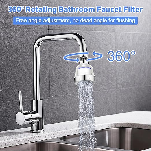 13 PCS Sink Water Filter Faucet Set, Universal 360 ° Rotating Kitchen Faucet Water Purifier, Bathroom Faucet Filter Removes Chlorine Fluoride Hard Water for Home Kitchen & Bathroom