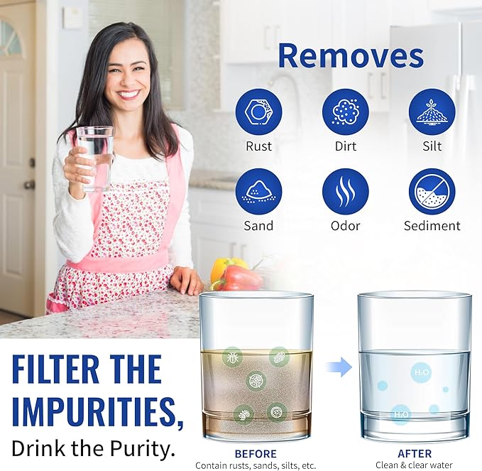 CFS – 5 Micron Sediment Water Filter Cartridges Compatible with Campbell 1SS Models – Removes Bad Taste and Odor – Whole House Replacement Filter Cartridge – 9-3/4" Cartridge, 10 Pack