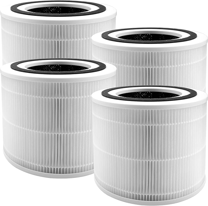 240 True HEPA 14 Air Purifier Filter Replacement, Compatible with PuroAir 240 Air Cleaner Purifier, 3-in-1 High-Efficiency Activated Carbon, 4 Packs