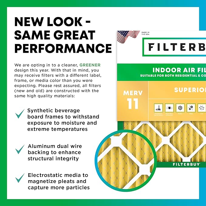 Filterbuy 24x24x2 Air Filter MERV 11 (MPR 1200) Allergen Defense Replacement (1-Pack), Electrostatic Pleated HVAC AC Furnace Filters, Made in USA (Actual Size: 23.38 x 23.38 x 1.75)