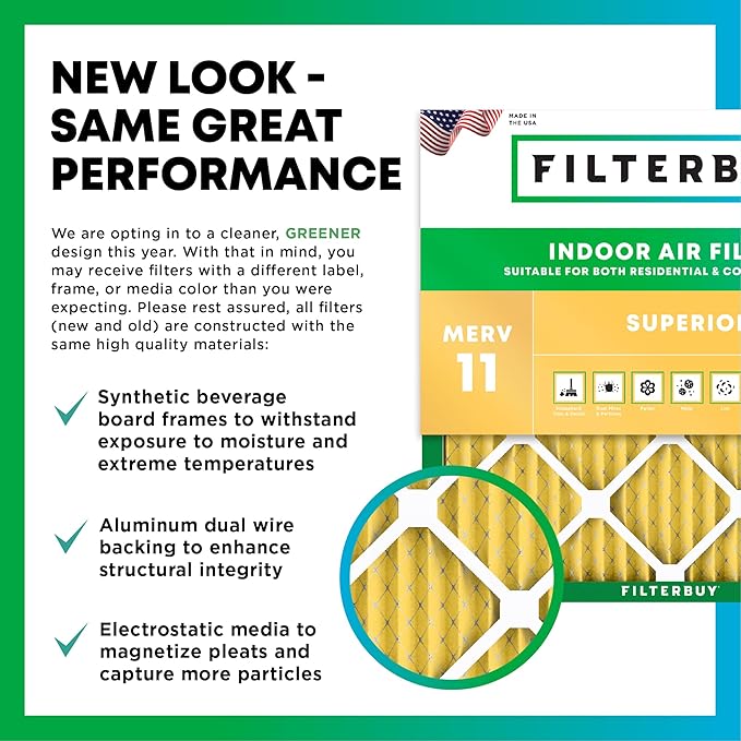 Filterbuy 6x12x1 Air Filter MERV 11 (MPR 1200) Allergen Defense Replacement (2-Pack), Electrostatic Pleated HVAC AC Furnace Filters, Made in USA (Actual Size: 5.50 x 11.50 x 0.75)