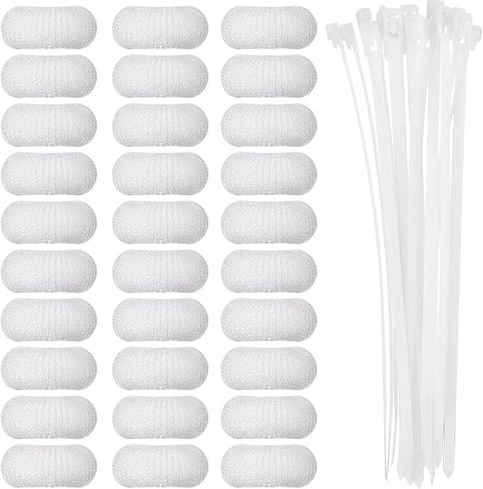 Sumind 30 Pack Nylon Lint Trap Washing Machine Lint Fabric Mesh Snare Washer Lint Catcher with 30 Pack Cable Ties