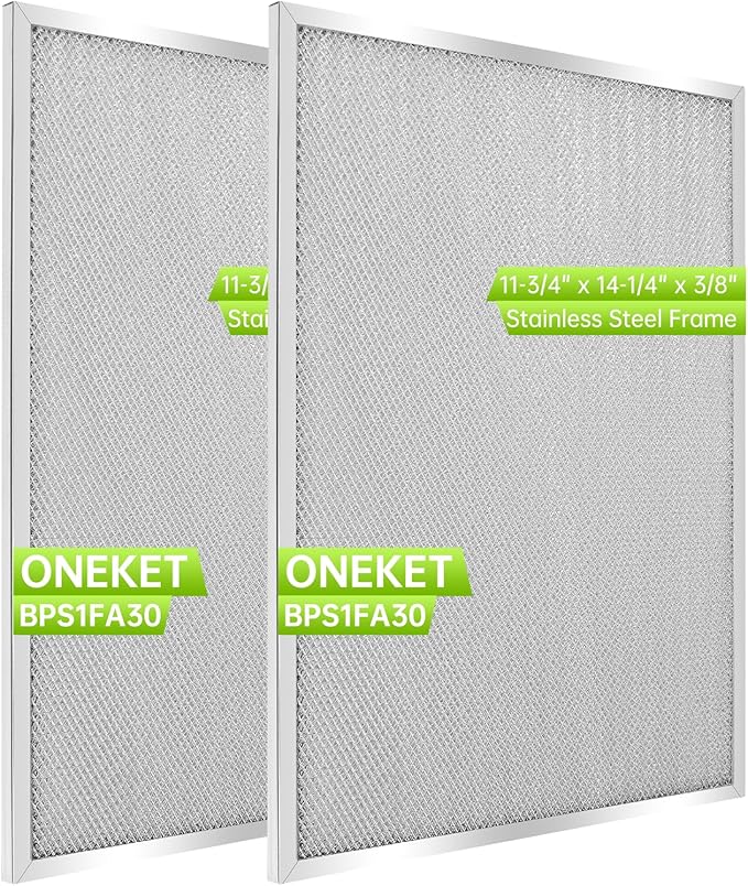 2 Pack 304 stainless steel edges Range Hood Filter BPS1FA30 11-3/4" x 14-1/4" x 3/8" - Exact Fit Bro.an QS1 30" Nu.tone WS1 QS2 Range Hood Replaces 99010299 BPS2FA30 99010305 AP3378953 by oneket