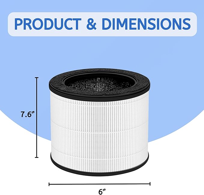 Nispira Airmega 100 3-in-1 True HEPA Activated Carbon Filter Replacement For Coway Airmega 100 Air Purifier 3 Packs