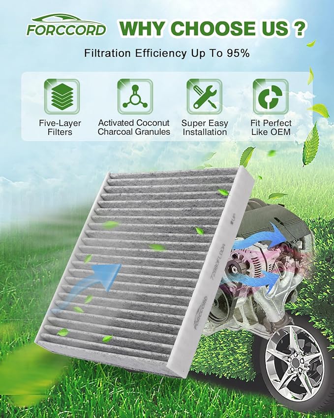 2-Pack HEPA Cabin Air Filter Fits for BMW 328i 2012-2016, 328i xDrive/ 428i 2014-2016, 320i/ 320i xDrive 2013-2018 Activated Carbon Cabin Filter Replacement CF11472 Car Accessories