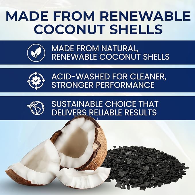 IPW Industries Bulk Activated Carbon - 4x8 Mesh Coconut Shell Granular Activated Charcoal (GAC) for Water Filtration - Replacement Media Carbon Water Filter Media (10 lbs)