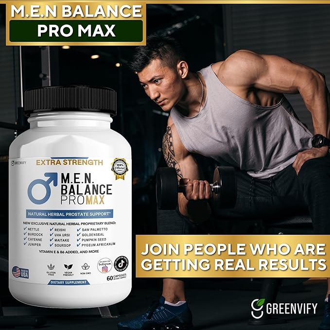 M.E.N. Balance Pro Max, Extra Strength Prostate Support Supplement, Natural Herbal Blend with Saw Palmetto, 60 Capsules (2)