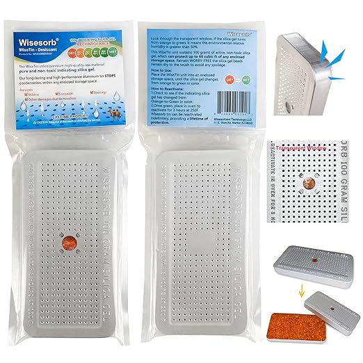 100 Gram 20 Pack Indicating Silica Gel Canister, Gun Safe Dehumidifier (Orange to Green), Reusable Desiccant Canister Dehumidifier