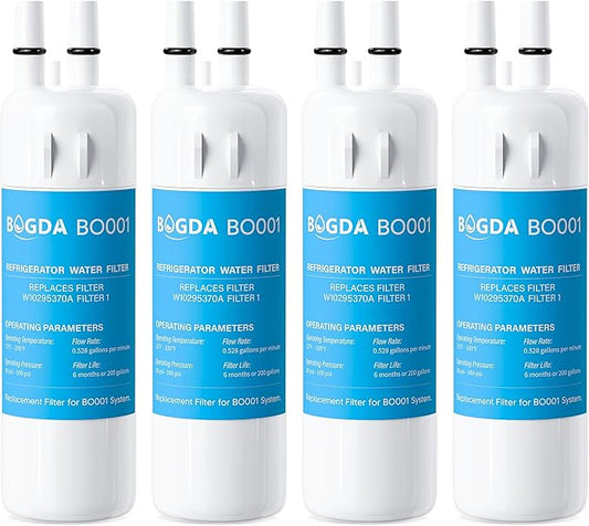 BOGDA W10295370A Water Filter Replacement Fit for EDR1RXD1, WHR1RXD1, Filter 1, W10295370, KAD1RXD1, P8RFWB2L, P8WB2L, P4RFWB, P5WB2L, 46-9081, 46-9930 Compatible with Whirl-pool Ken-more (4 Filters)