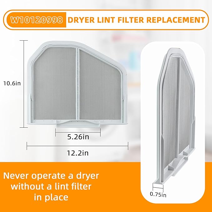 2 Pack W10120998 8066170 Dryer Lint Screen Filter Replacement Part by AMI PARTS - Compatible with Whirlpool, Kenmore, Roper & Sears Dryers