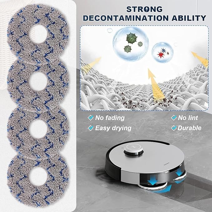 Replacement Accessaries Kit Set for ECOVACS DEEBOT X1 Omni Turbo T10 T20 Omni T20/T20 Max/T20 ProRobot Vacuum Cleaner, 1 Main Brush, 6 Side Brushes, 4 Filter, 4 Mop Pads, 4 Dust Bag