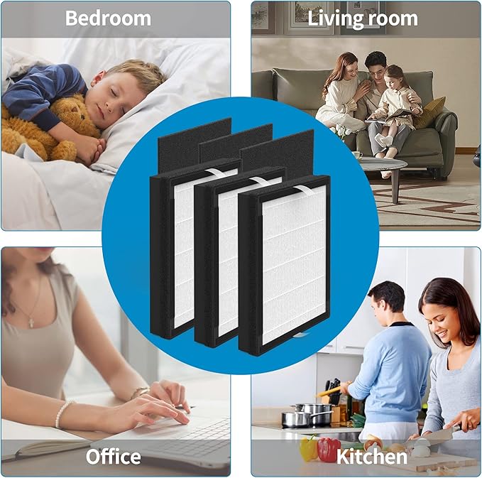 3 Packs IAF-H-100A Replacement Filter A Compatible with 3M Filtrete FAP-C01-A Idylis AC-2119, IAP-10-100, IAP-10-150, IAPC-40-140 Air Purifi-ers Part# 1150096 3 Premium Filters + 3 Carbon filters