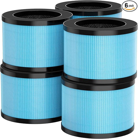 MK01 & MK06 Air Filter Replacement Compatible with Aroeve MK01, MK06, ToLife TZ-K1 and Kloudi DH-JH01 Air Purifier, Standard Version(6 Pack)