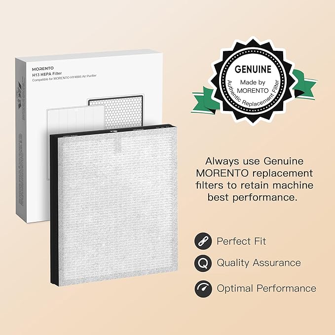MORENTO 2 Pack HY4866 Genuine Air Purifier Replacement Filter for HY4866 Air Purifier, Enhanced Version