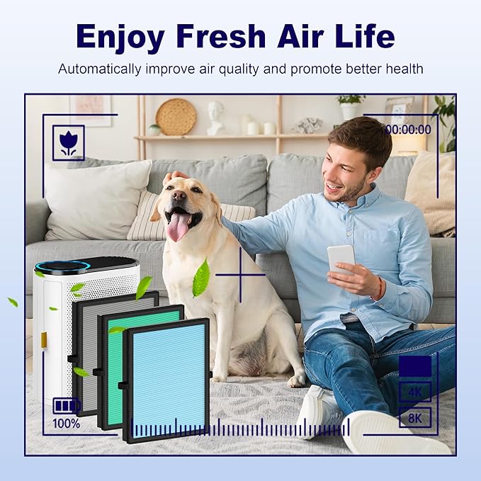 MK04 Air Filter Replacement for Aroeve MK04 MG04JH Air Purifier, PETOX 4-in-1 H13 True HEPA High-Efficiency Activated Carbon Filter, Smoke Remover Version (3 Pack)